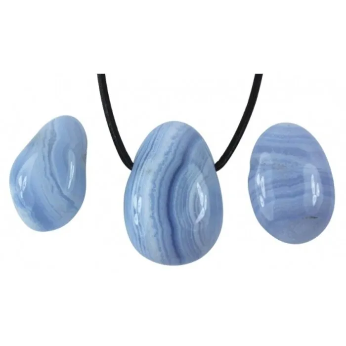 chalcedoon hanger met koord - A kwaliteit