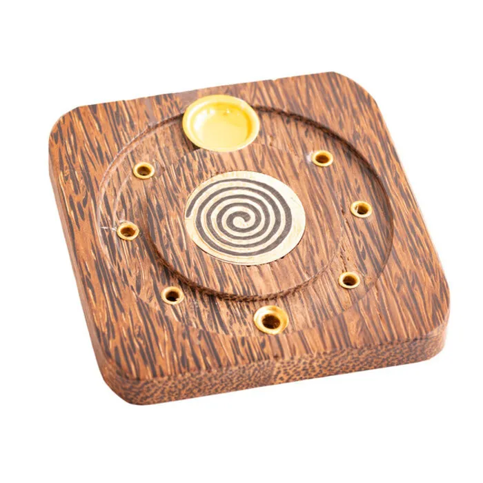 Palmhouten wierookhouder spiraal