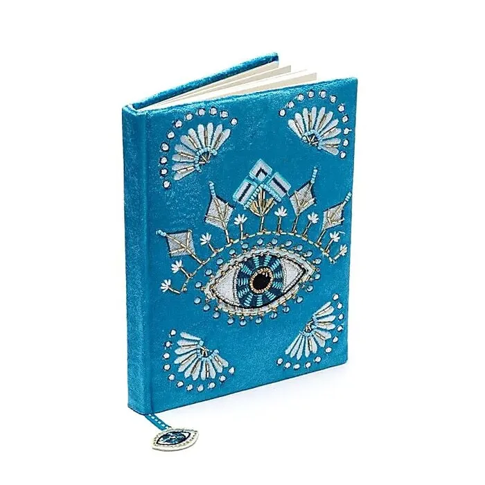 Notitieboek fluweel blauw met Alziend Oog