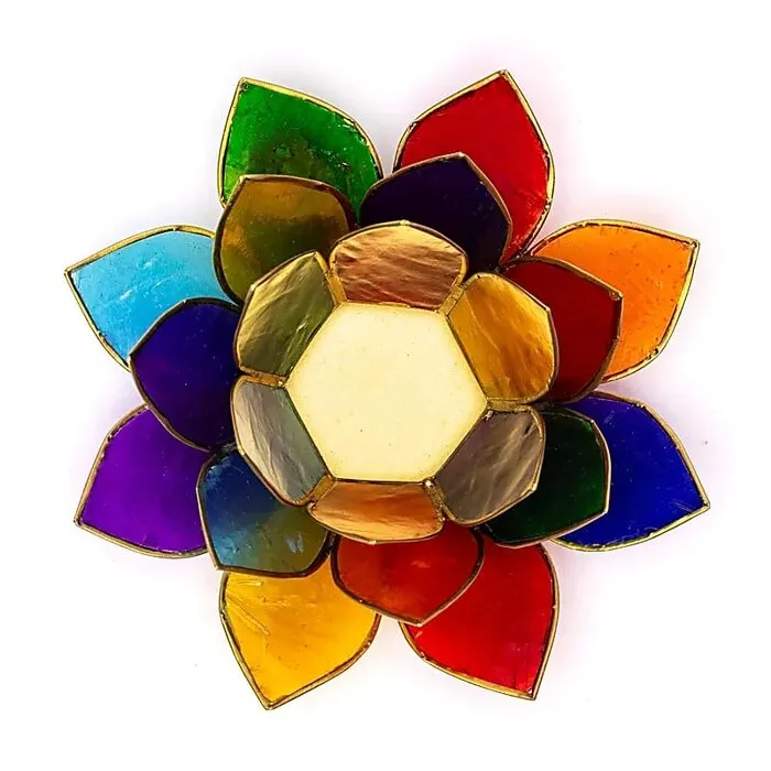 Lotus Sfeerlicht 7 Chakra’s met Goudrand