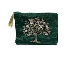 Etui fluweel groen met Levensboom en harten