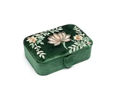 Sieraden / tarotdoos fluweel groen met lotus