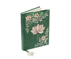 Notitieboek fluweel groen met lotus