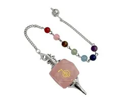 Zeshoekige Rozenkwarts Pendel Reiki ChoKu Rei 7 Chakra's