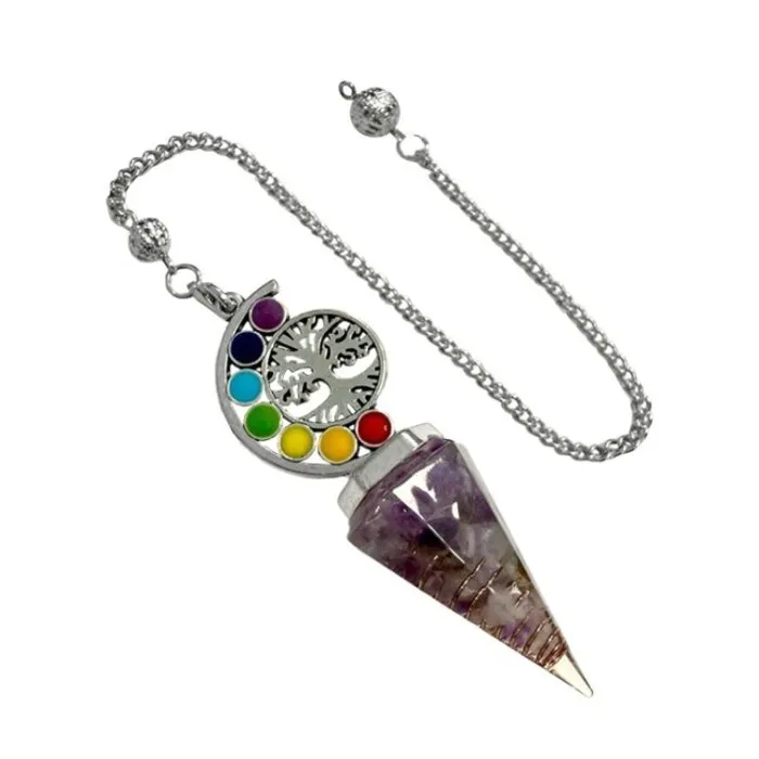 Orgonite Pendel Amethist Levensboom 7 Chakra's
