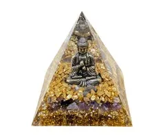 Orgonite Piramide Boeddha met Amethist