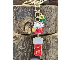 Lucky Cat Porseleinen Sleutelhanger met kaartje