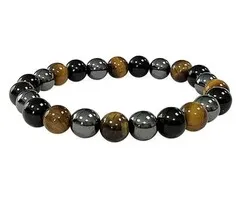 Armband met Hematiet-tijgeroog en  zwarte Obsidiaan