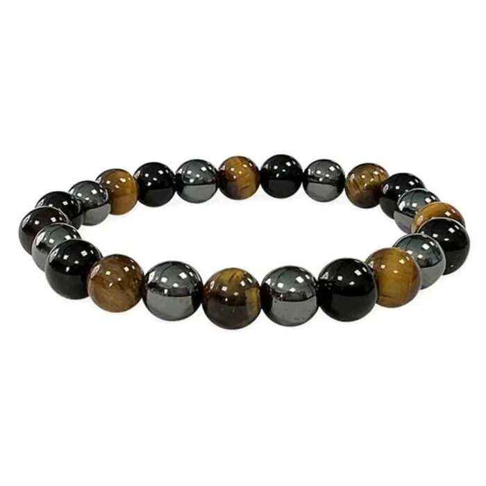 Armband met Hematiet-tijgeroog en  zwarte Obsidiaan