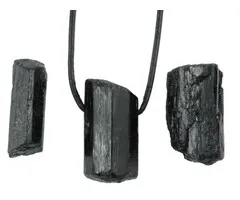 Tourmalijn hangertje ruw met veterkoord