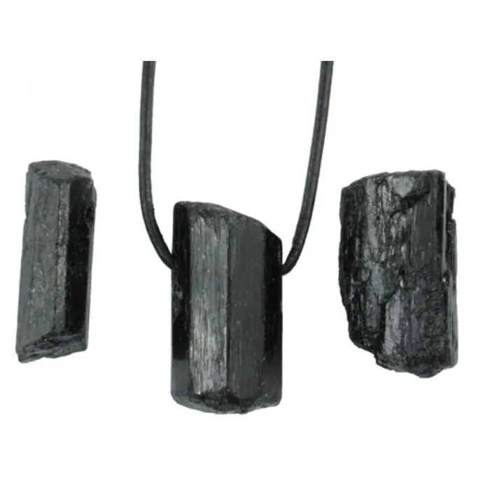 Tourmalijn hangertje ruw met veterkoord