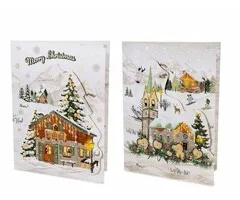 3D kerstkaart met muziek, lichtje en envelop