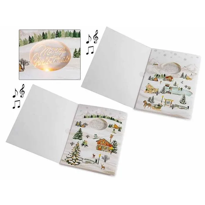 3D kerstkaart met muziek, lichtje en envelop