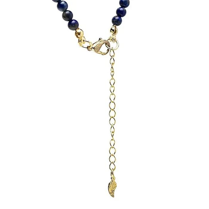 Verstelbare halsketting lapis lazuli met maan hanger