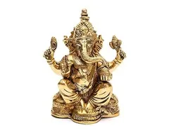 Zittende Ganesha messing