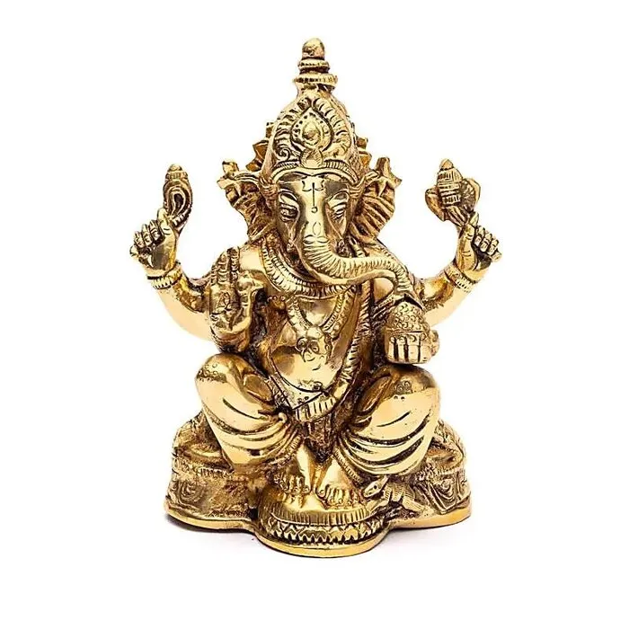 Zittende Ganesha messing