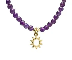 Verstelbare halsketting amethist met zon hanger