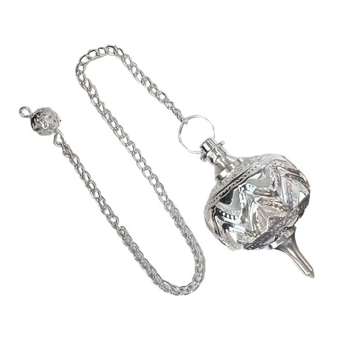 Zilveren messing opengewerkte bolvormige pendel