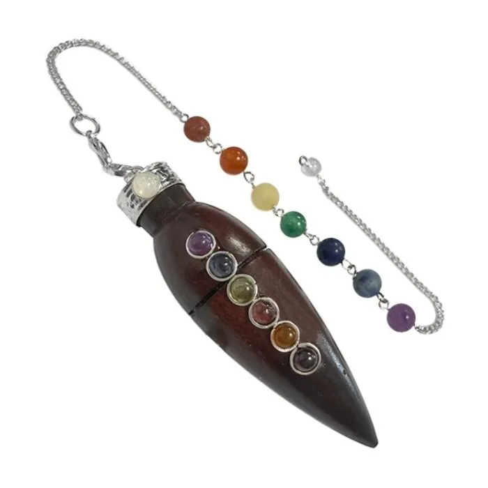 Pendel 7 Chakra Rozenhout Druppel