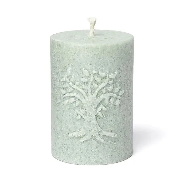 Votiefkaars met reliëf Levensboom stearine saliegroen