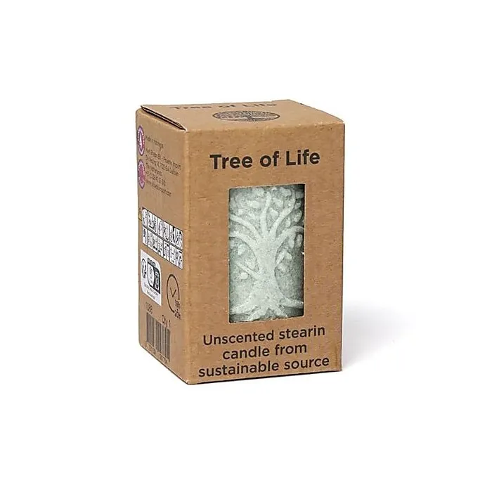 Votiefkaars met reliëf Levensboom stearine saliegroen