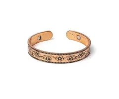 Armband koper bloemmotief magnetisch