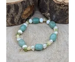 Groene Aventurijn Armband met Zoetwaterparel