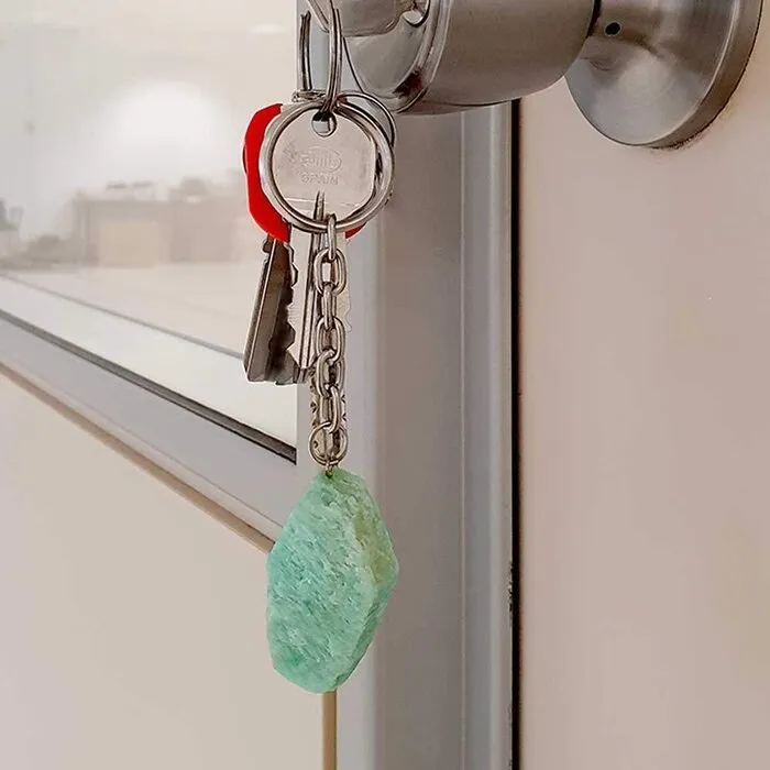 Ruwe Amazoniet sleutelhanger