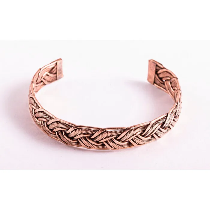 Gevlochten koperen armband