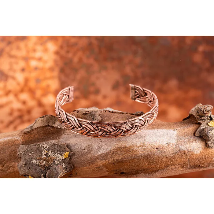 Gevlochten koperen armband