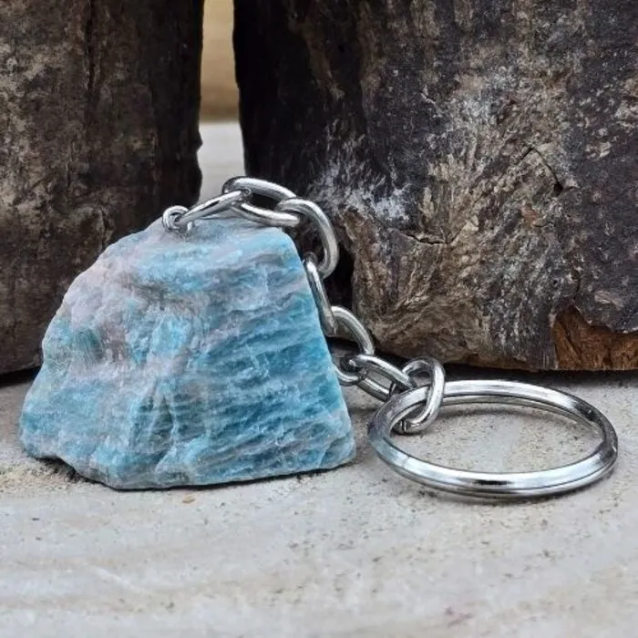 Ruwe Amazoniet sleutelhanger