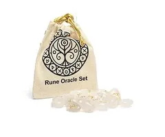 Runen orakelset van bergkristal in katoenen zakje