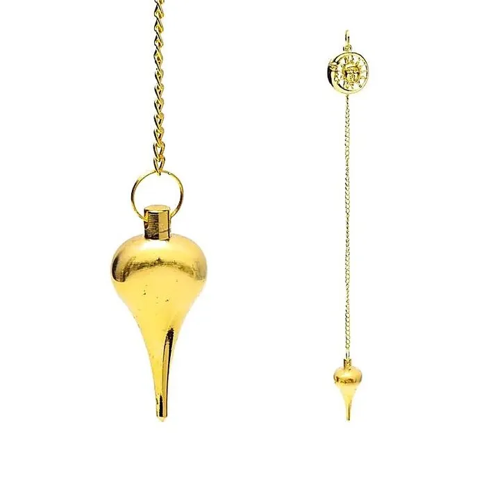 Pendel zon en maan goudkleurig in fluwelen zakje