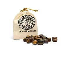 Runen orakelset van tijgeroog in katoenen zakje