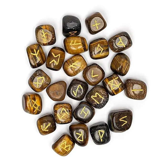 Runen orakelset van tijgeroog in katoenen zakje