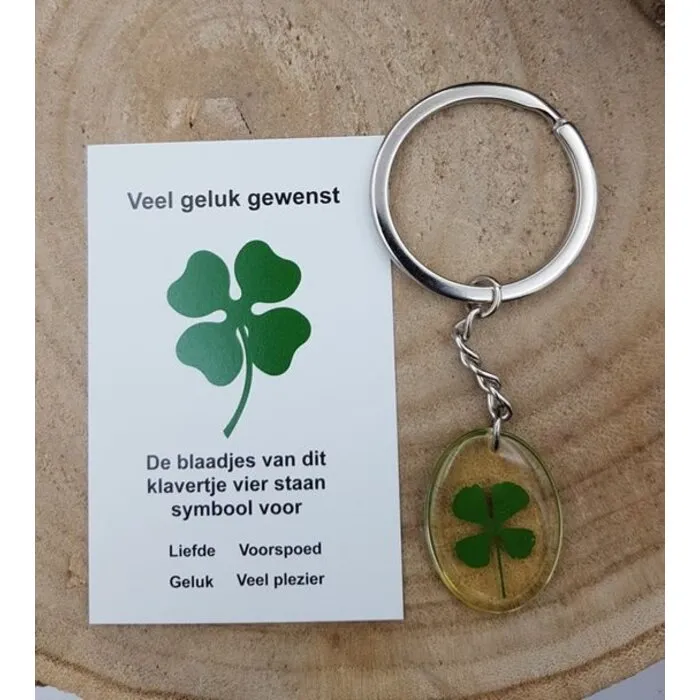 Sleutelhanger klaver vier ovaal