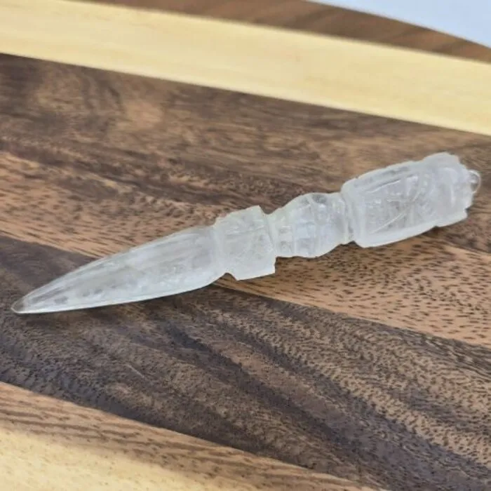 Phurba uit Bergkristal – Gesneden, ca. 135 mm | Spirituele Ceremonie Dolk