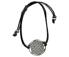 Armbandje Bloem des Levens zwart verstelbaar