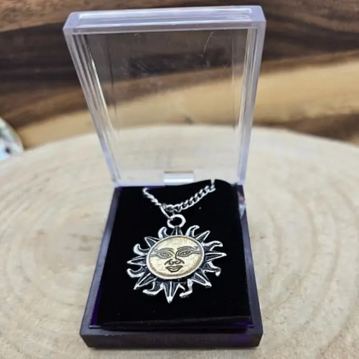 Power Symbol  “De Zon” – Zilver & Goud, Ketting 45 cm, 32 mm