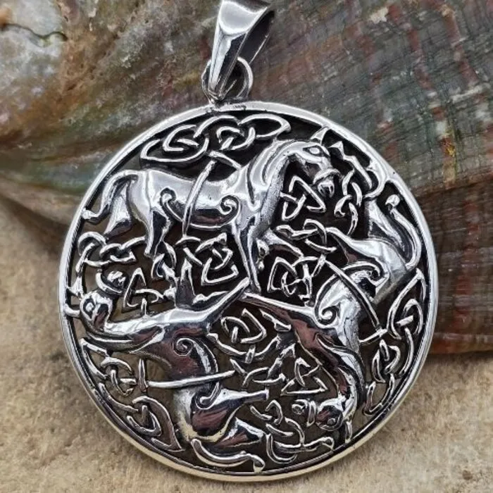 Keltische hanger zilver met paarden