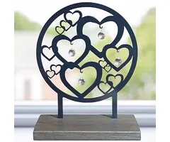 Cirkel met Harten 28 cm op Houten Plateau