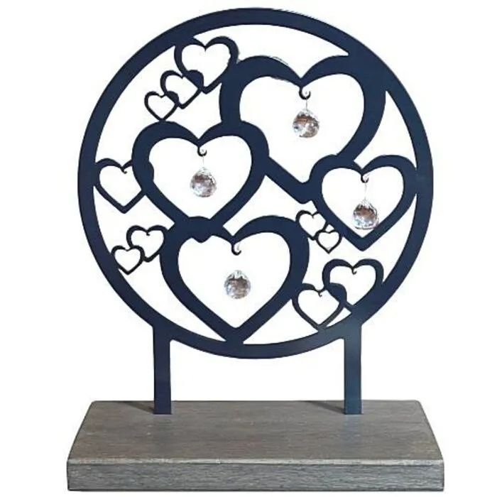 Cirkel met Harten 28 cm op Houten Plateau