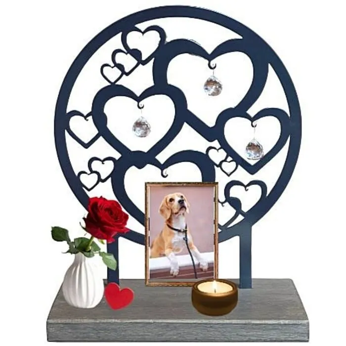 Cirkel met Harten 28 cm op Houten Plateau