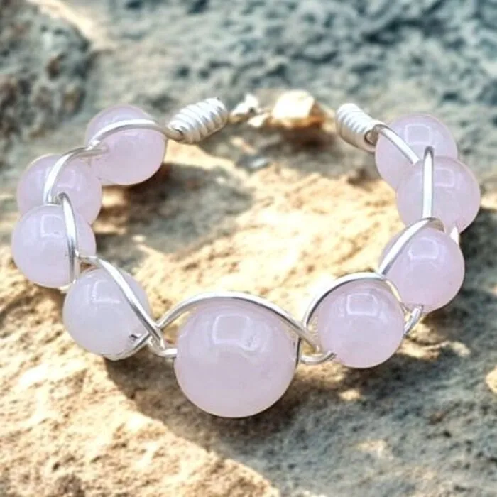 Rozenkwarts Ring Verstelbaar Zilverkleur Handgemaakt