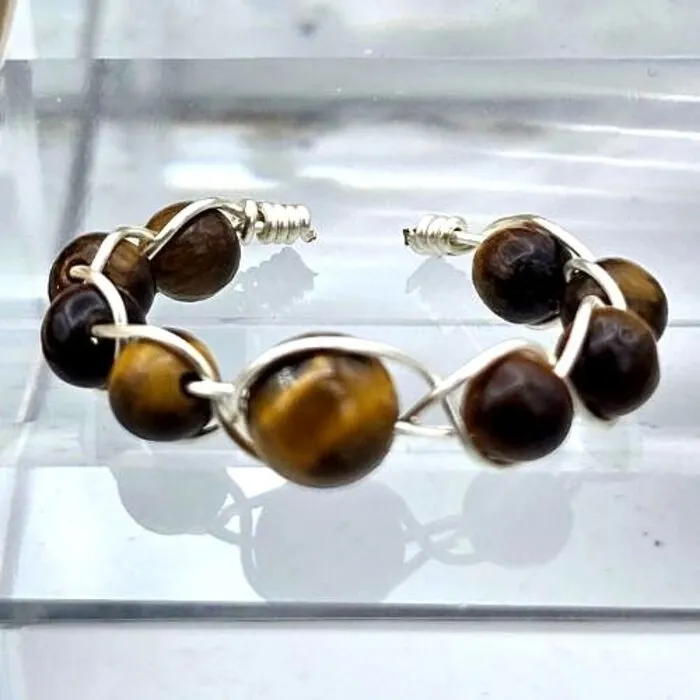 Tijgeroog Ring Verstelbaar Zilverkleur Handgemaakt