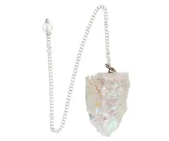 Ruwe witte Aqua Aura kwarts pendel