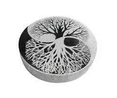 Ronde Yin Yang Seleniet standaard 8 cm