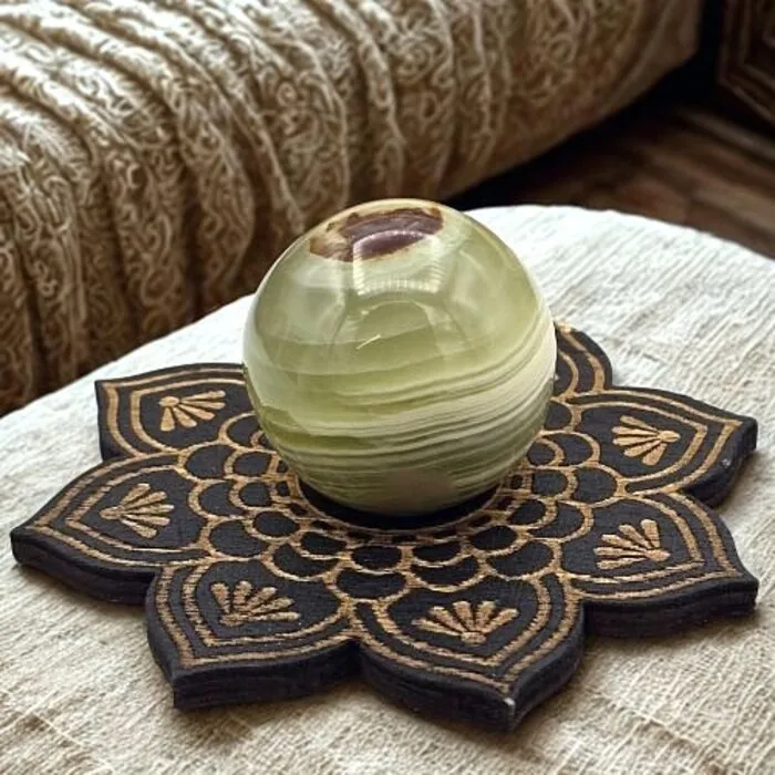 Mandala Lotus Bolhouder Hout 9,5 cm