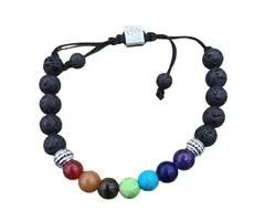 Chakra & Lavasteen Armband 8 mm Verstelbaar
