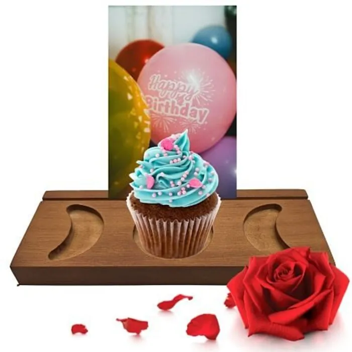 Houten Tarot Houder met Halve Maan en Cirkel